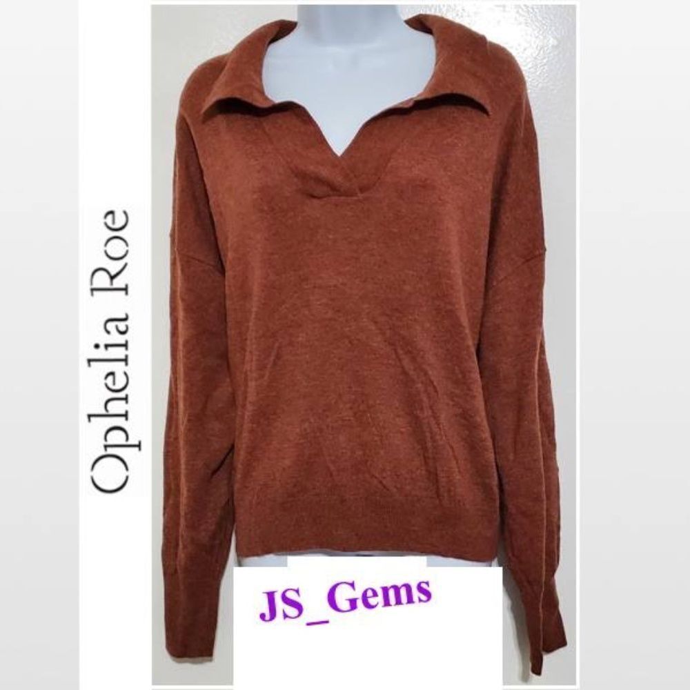 New Chestnut Brown Knit Wool Blend Sweater
